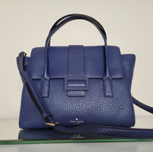 Kate Spade Leather Carlyle Street Alexa Satchel Bag in Blue - Picture 2 of 11